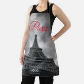 白黒エッフェルタワーパリヨーロッパトラベル エプロン (インサイチュ)