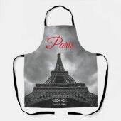 白黒エッフェルタワーパリヨーロッパトラベル エプロン (正面)