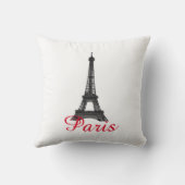 白黒エッフェルタワーパリラブシティトラベル クッション (裏面)