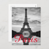 白黒エッフェルタワーパリラブシティトラベル シーズンポストカード (正面/裏面)