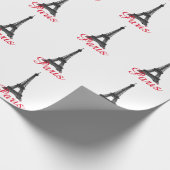 白黒エッフェルタワーパリラブシティトラベル ラッピングペーパー (角)