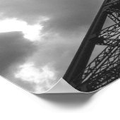 白黒エッフェルタワーパリロマンティックラブシティ ポスター (角)