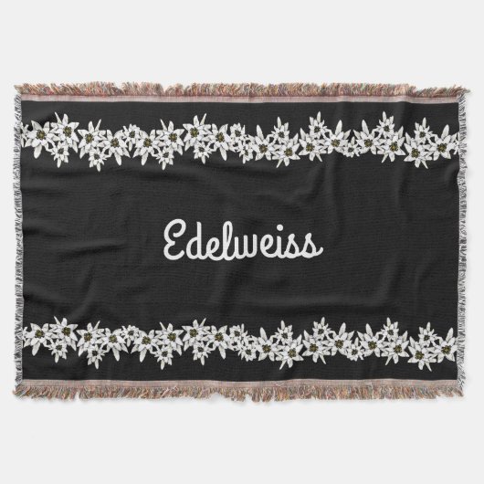 白黒エデルワイスブランケット スローブランケット (正面)