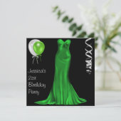 白黒エメラルドフォーマルドレス21歳の誕生日 招待状 (スタンド正面)