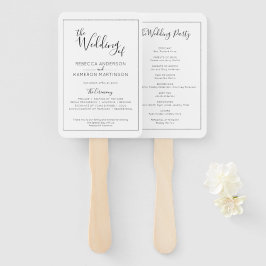 白黒エレガシンプルントウェディングプログラム ハンドファン