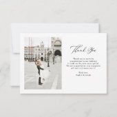 白黒エレガンスイタリアン2枚の写真結婚 サンキューカード (裏面)