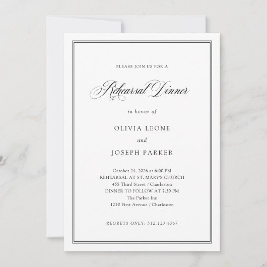白黒エレガンスクラシックリハーサルディナー 招待状 (正面)