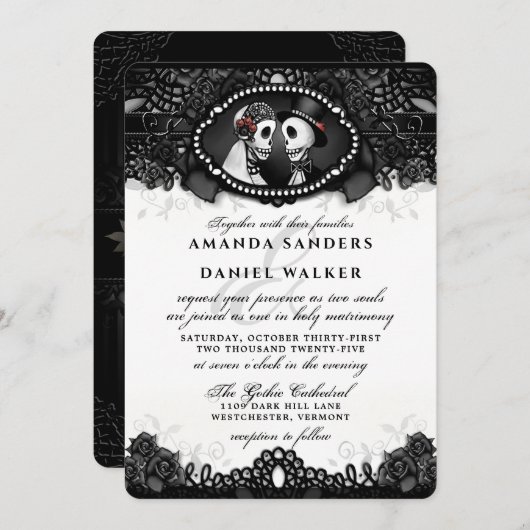 白黒エレガンススケルトン – Toghet With 招待状 (正面/裏面)