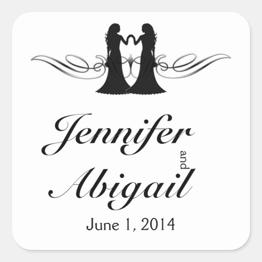 白黒エレガンスブ結婚リーズ封筒用シール スクエアシール (正面)