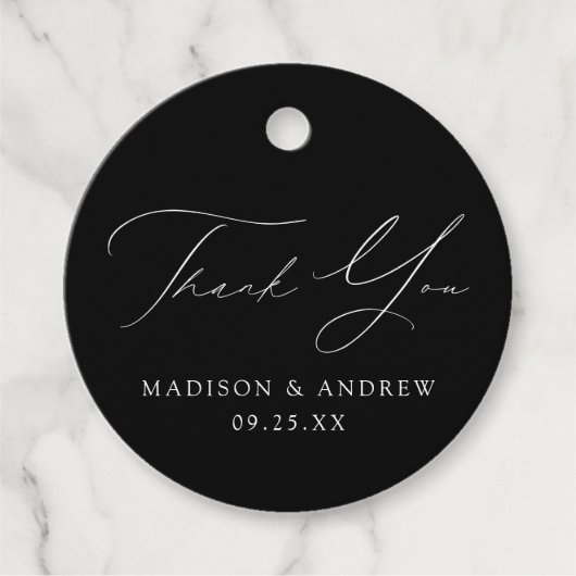 白黒エレガンスモダンズ結婚サンキュー フェイバータグ (正面)