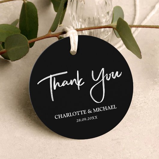 白黒エレガンスモダンズ結婚サンキュー フェイバータグ