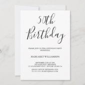 白黒エレガンスモダン50誕生日 招待状 (正面)