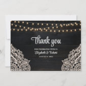 白黒エレガンス素朴ズ結婚ズ サンキューカード (正面)