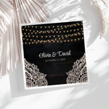 白黒エレガンス素朴ズ結婚ナプキン