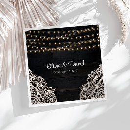 白黒エレガンス素朴ズ結婚ナプキン