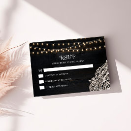 白黒エレガンス素朴RSVPカード サンキューカード