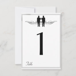 白黒エレガンス結婚グルームのテーブル番号 招待状