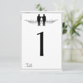 白黒エレガンス結婚グルームのテーブル番号 招待状 (スタンド正面)