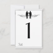 白黒エレガンス結婚グルームのテーブル番号 招待状 (裏面)