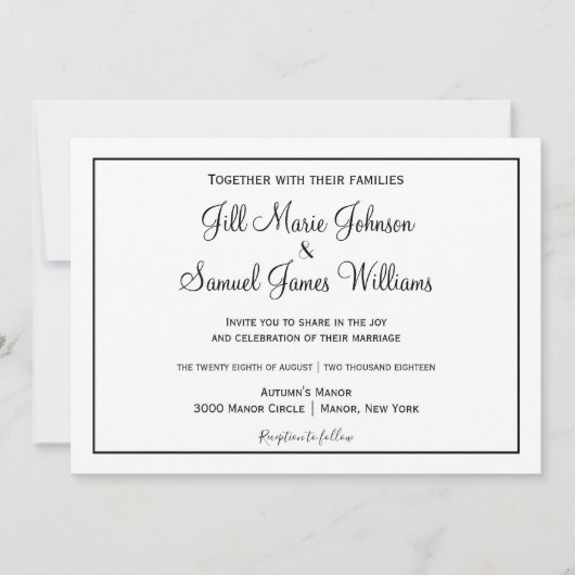 白黒エレガンス 招待状 (正面)