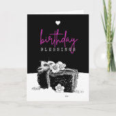 白黒エレガントお誕生日ケーキスライス カード (正面)