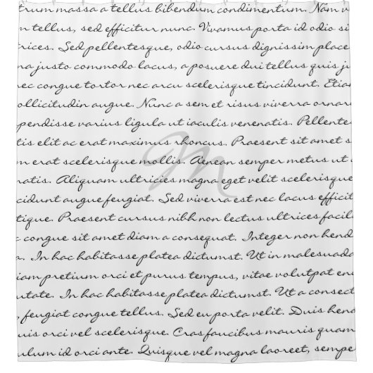 白黒エレガントでカスタムな文字 シャワーカーテン (正面)