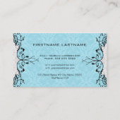 白黒エレガントとブルーヴィンテージダマスク 名刺 (裏面)
