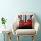 白黒エレガントと赤ストライプ弓枕 クッション (椅子)