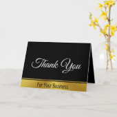 白黒エレガントと金ゴールドのビジネスありがとう カード (黄色い花)