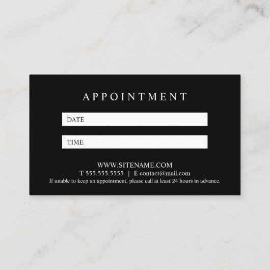 白黒エレガントなアポイントメント 予約カード (裏面)