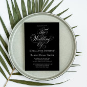 白黒エレガントなウェディングスクリプト 招待状