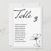 白黒エレガントなウェディングテーブルシーティングカード 招待状 (正面)