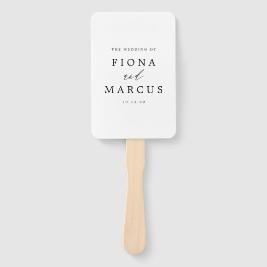 白黒エレガントなウェディングプログラムハンドファン ハンドファン (正面)