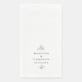 白黒エレガントなウェディング葉の名前と日付