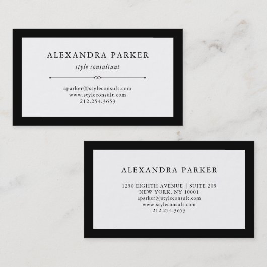 白黒エレガントなオートクチュール| 名刺 (正面/裏面)