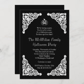 白黒エレガントなハローウィンパーティの招待状 招待状 (正面/裏面)