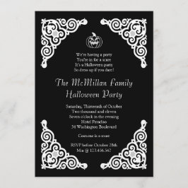 白黒エレガントなハローウィンパーティの招待状 招待状