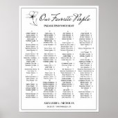 白黒エレガントな結婚式の座席表の看板 ポスター (正面)