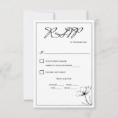 白黒エレガントな結婚式の食事の選択 出欠カード (正面)