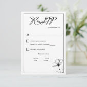 白黒エレガントな結婚式の食事の選択 出欠カード (スタンド正面)