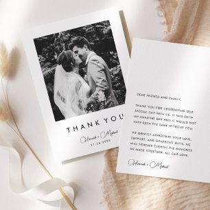 白黒エレガントな結婚式サンキューカード サンキューカード