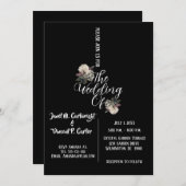 白黒エレガントな結婚式招待状 招待状 (正面/裏面)