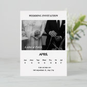 白黒エレガントな結婚式招待状 箔招待状 (立ち正面)