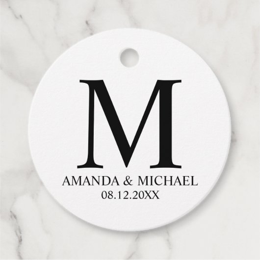 白黒エレガントな結婚式 フェイバータグ (正面)