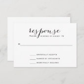 白黒エレガントな結婚式RSVP 出欠カード (正面/裏面)