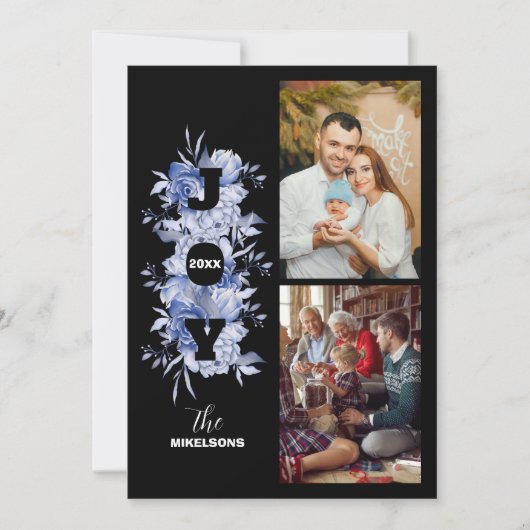 白黒エレガントのクリスマスの写真 シーズンカード (正面)