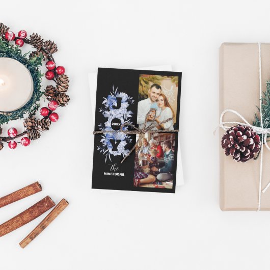 白黒エレガントのクリスマスの写真 シーズンカード