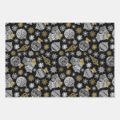 白黒エレガントのクリスマスラッピング紙 ラッピングペーパーシート (正面)