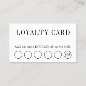 白黒エレガントのクリーンサロン5+1 ロイヤリティカード (正面)