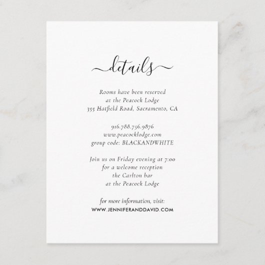 白黒エレガントのゲスト情報カード エンクロージャーカード (正面)